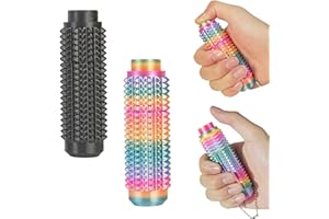 SnapMorph Little Ouchies Fidget Toys, Pain Stim Toy with Buttons and Spinning - Stress Relief & Pain Relief Stimulation for Adults & Teens,2PCS Black+Colorful