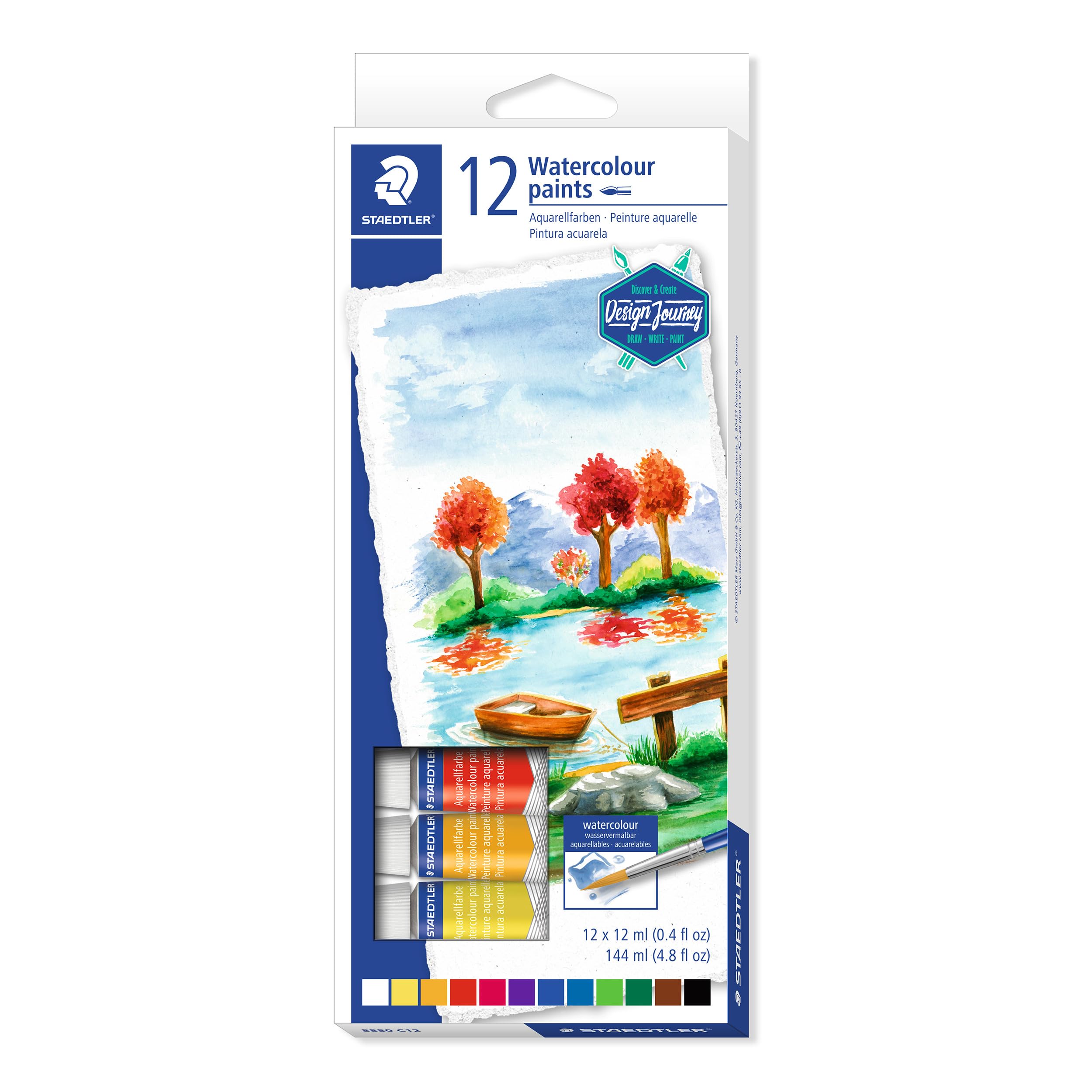 STAEDTLER 8880 C12 Karat Watercolour Paint Tube - Multi-Colour (Pack of 12)