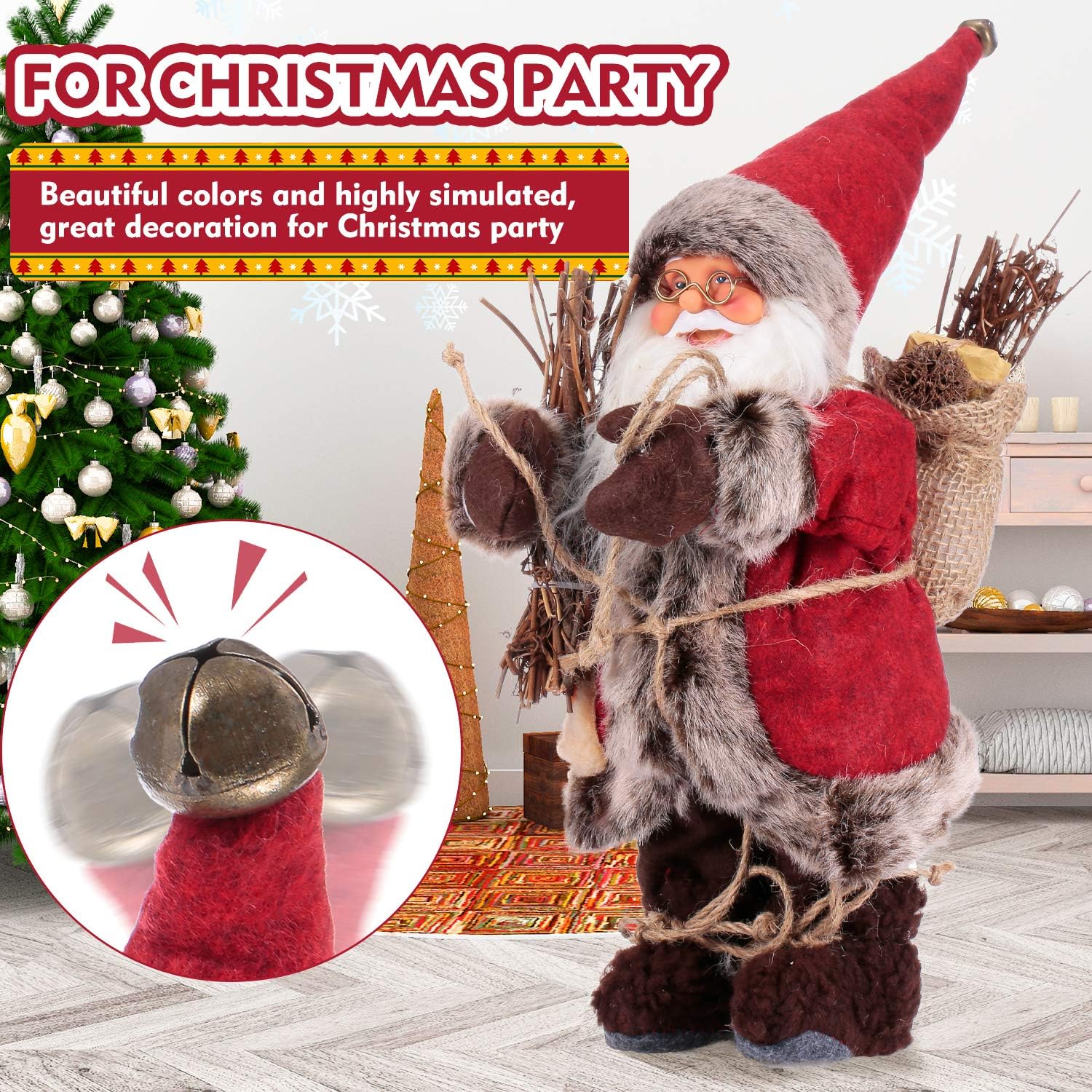 DRhomehouse Christmas Stuffed Plush Toys Santa Claus Souvenir Dolls Figurine Xmas Party Eve Decor Christmas Present for Kids