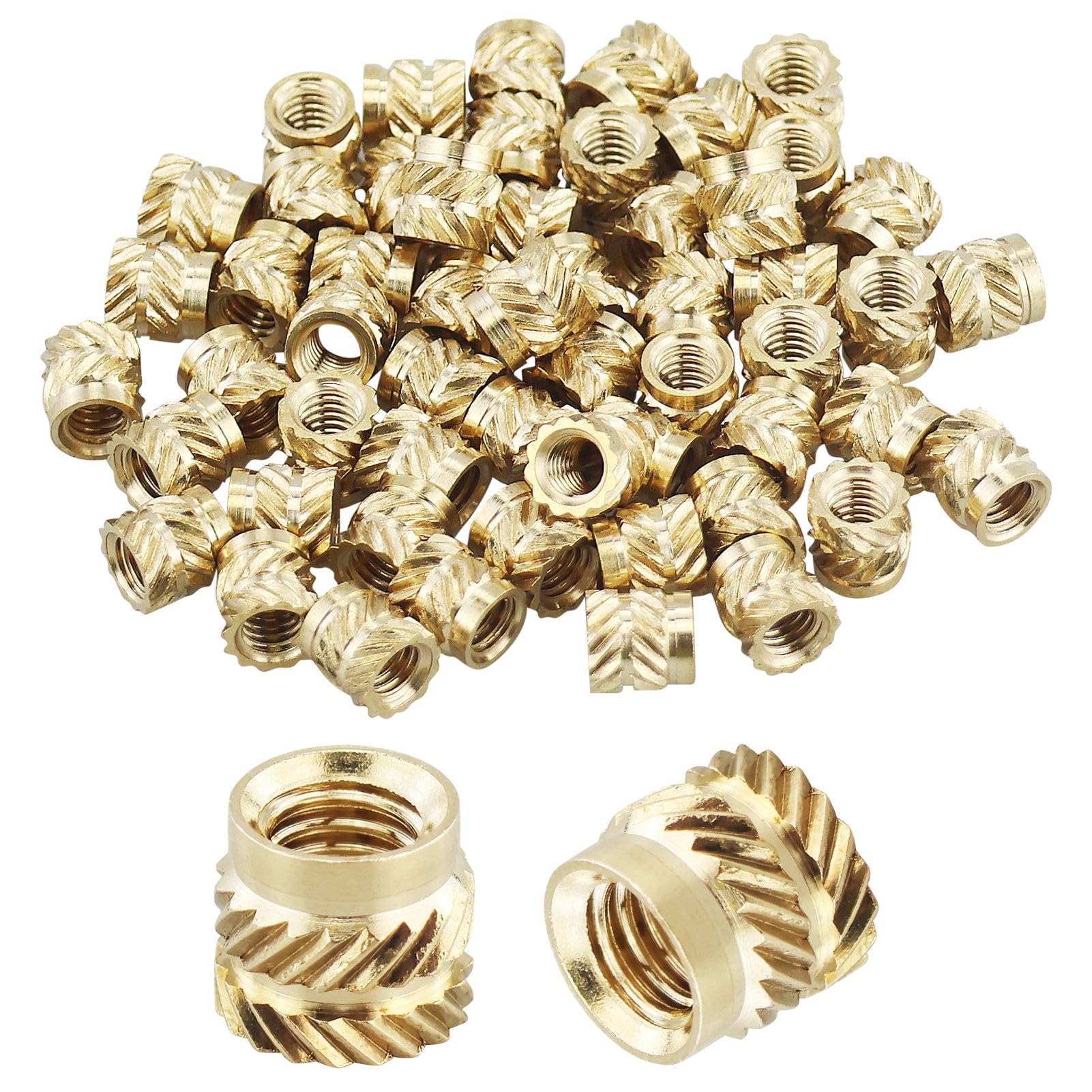 Knurled Insert Nuts, 55pcs M4 x 6mm L x 6mm OD 3D Printing Brass Nuts Female Threaded Inserts Brass Heat Set Insert Embedment Nuts