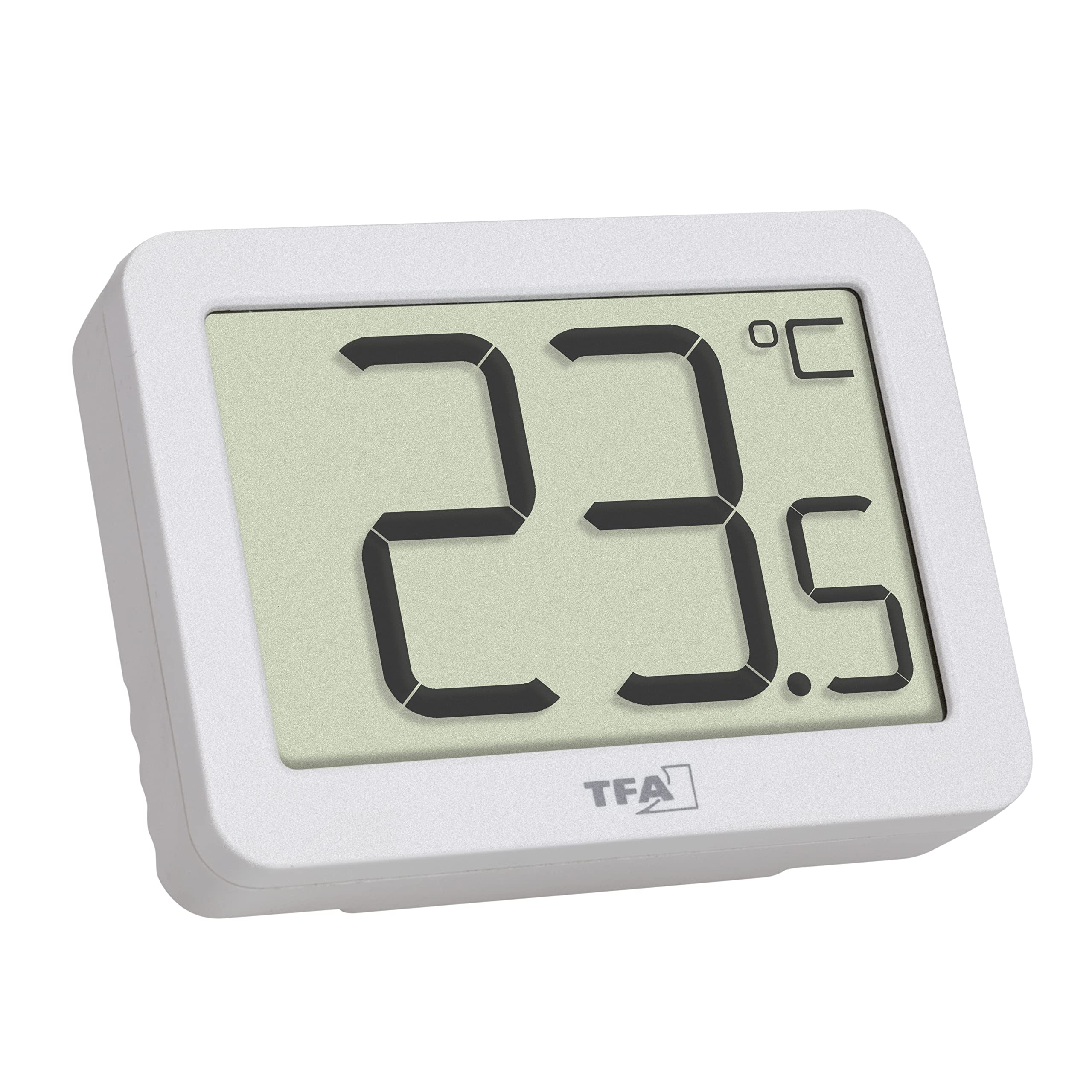 TFA Dostmann Digital Indoor Thermometer, 30.1065.02, Room Temperature Monitor, Mini Thermometer, Max-Min, -10 to +60∞C, Magnetic or Stand, Small, White