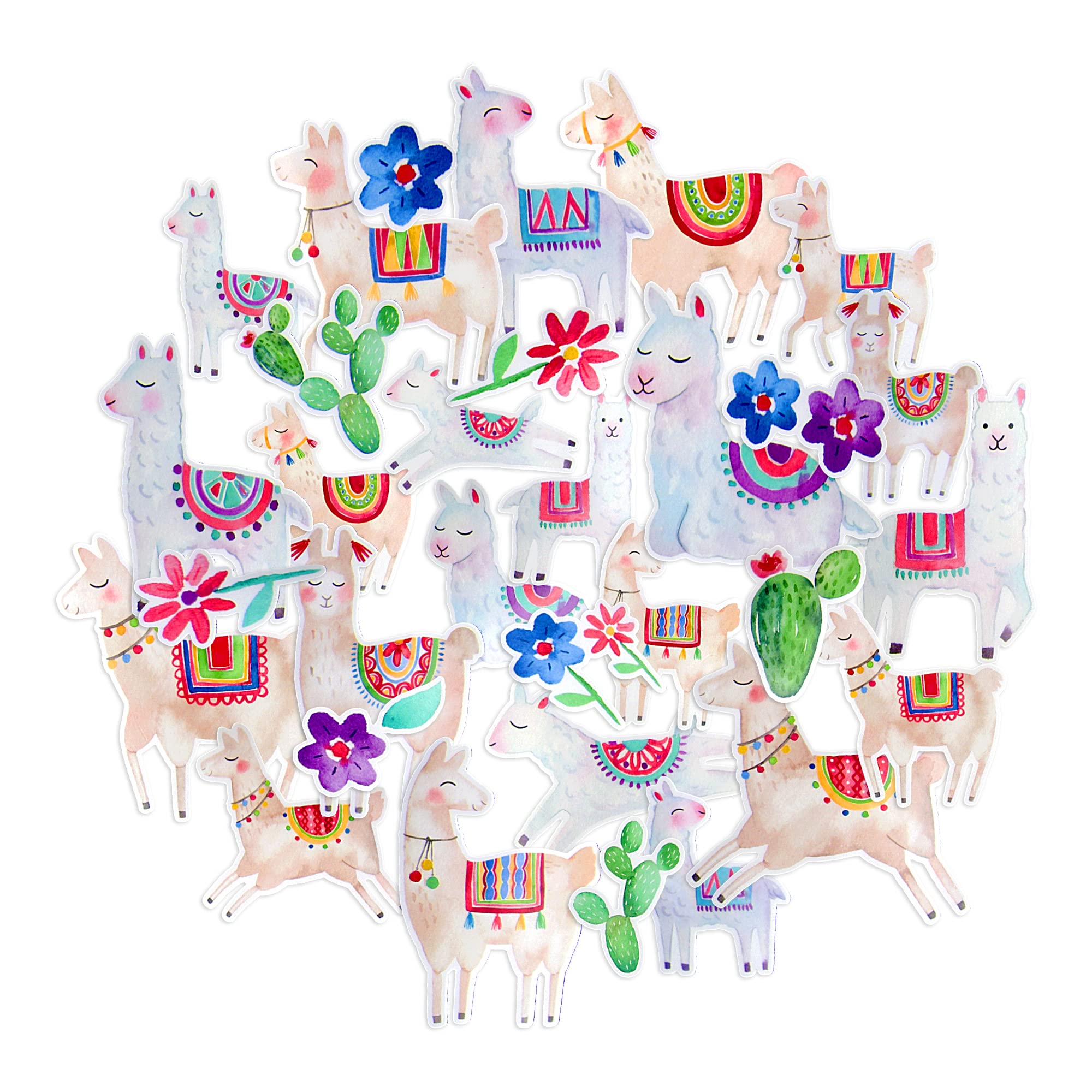 Navy Peony Cute Llama Stickers (31 Pieces) | Cool Farm Animal Stickers for Kids | Waterproof Easter Stickers for Water Bottles and Laptops | Aesthetic Sticker Pack for Scrapbooking and Journals