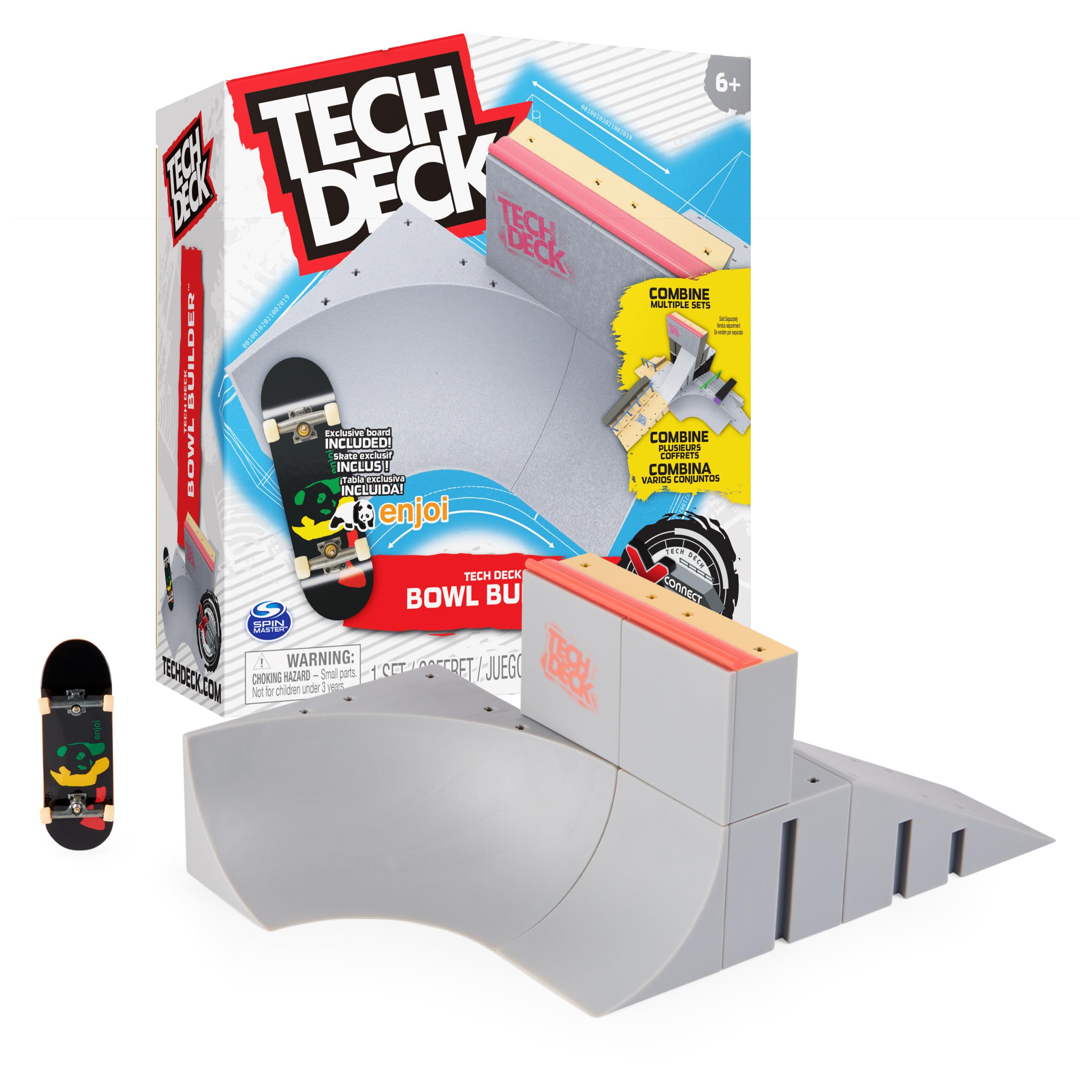 Tech Deck 6062886 Bowl Builder X-Connect Park Creator, Customizable and Buildable Ramp Set with Exclusive Fingerboard, Kids Toy for Ages 6 and up, One Size
