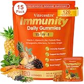 Immunity Gummies for Adults, 13 in 1 Immune Gummies with Elderberry, Vitamin C &amp; D3, Zinc, Turmeric, MCT Oil, Daily Immune Support Supplement for Women &amp; Men, Sour Pineapple Flavor, 120 Count