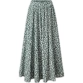 Seechoslo New 6-14 Years Girls Floral Maxi Skirt Boho Flowy A-Line Summer Midi Skirt with Elastic Waist