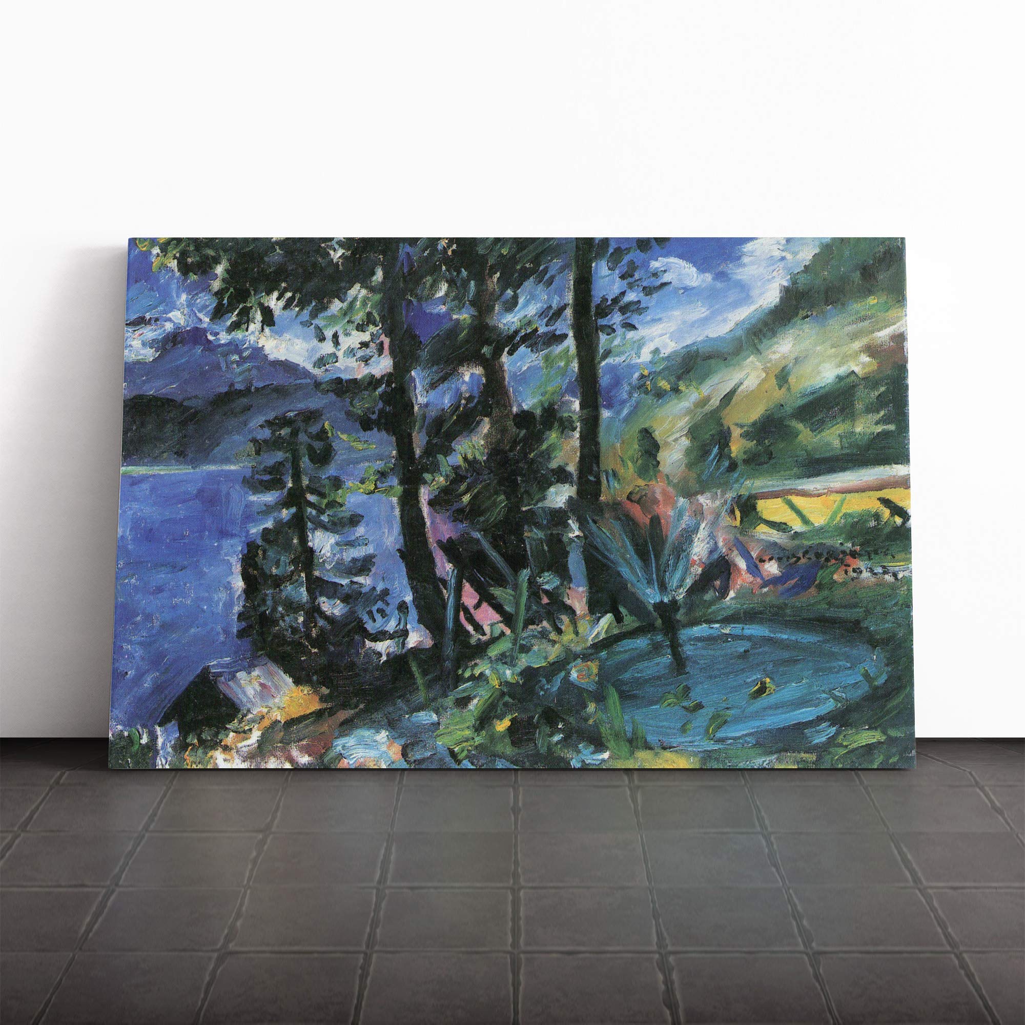 Lovis Corinth Lake at Spring Canvas Print | Gallery Wrapped 30mm Frame Wall Art | 20x14 inches | Ready to Hang | Modern Landscape Picture | Living Room Bedroom Lounge Office