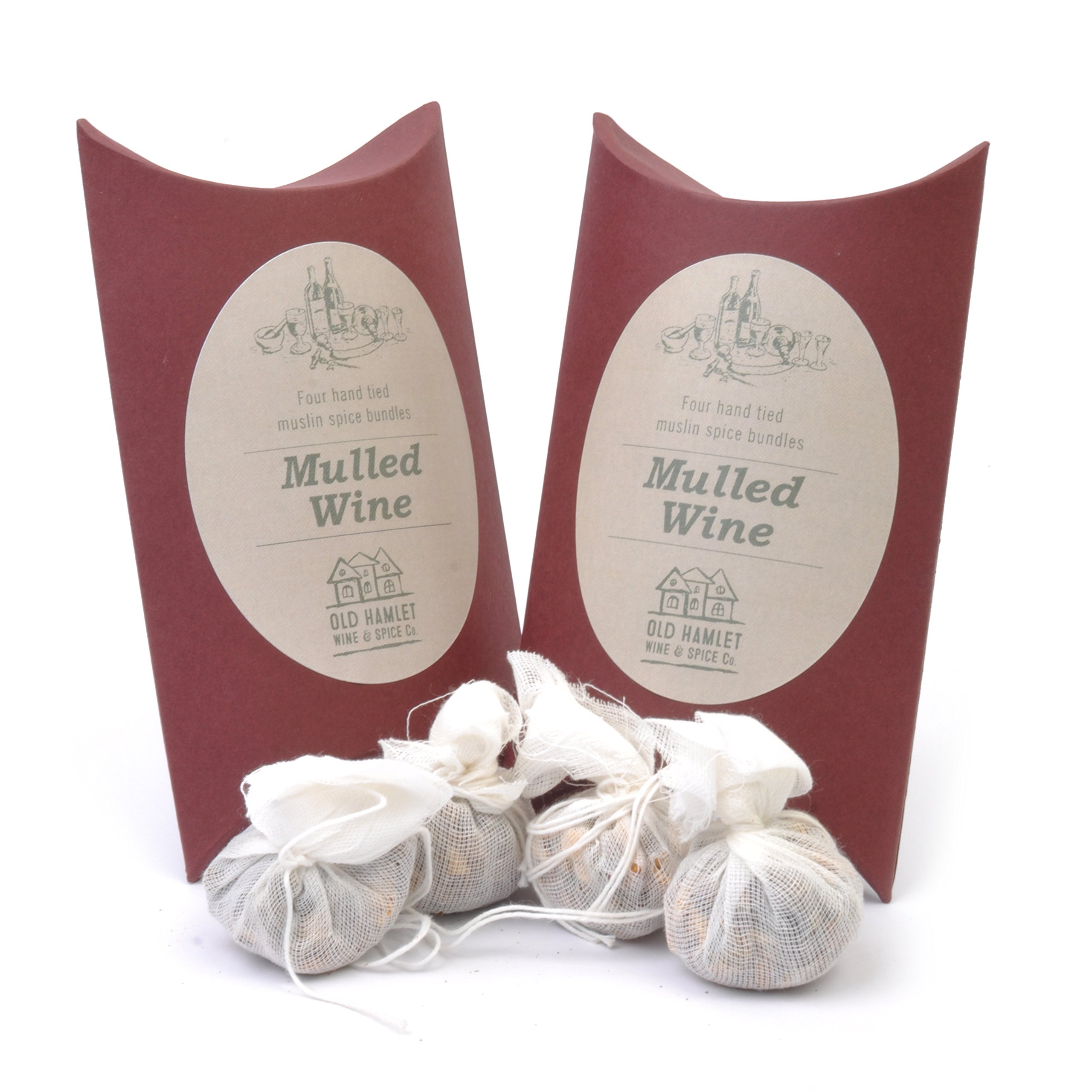 Mulled Wine Spice Sachets. Two Packs of 4 Mulled Spice Muslin Bundles