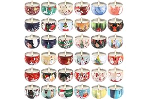 36 Pack Christmas Advent Candles - Natural Soy Wax Scented Candles for Holiday Countdown, Smokeless Clean Burning with Cotton