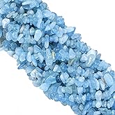 Ouubuuy Crystal Chips with Holes for Jewelery Making 5mm-8mm Natural Gemstone Beads Chips 35" (Aquamarine)
