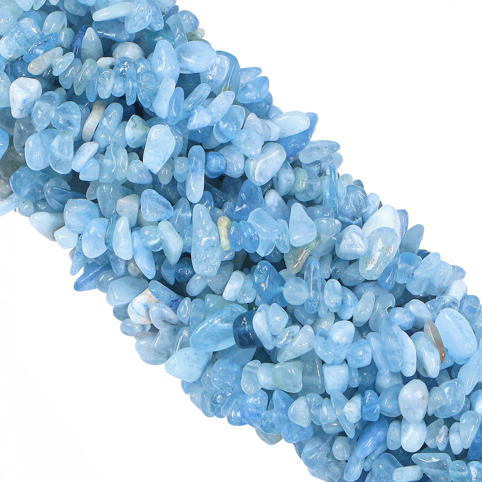 260pcs Natural Aquamarine Crystal Beads Chips 5mm to 8mm Irregular Gemstone Beads with Holes DIY for Bracelet Necklace Earrings Jewellery Making Craft 32 inch