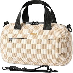 SafeDelux Smell Proof Bag with Combination Lock, Portable Storage Case for Travel, Home, Office and Gifts (Beige Checkered, 1