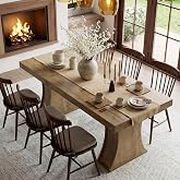 LITTLE TREE 78" Dining Table, Kitchen Table for 6-8,Large Dining Room Table | Long Dining Table with Stylish Curved Legs, Rectangular Dining Table, Modern Dinner Table for Dining Room, Light Natural