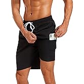 difficort Mens Swim Trunks with Compression Liner Quick Dry Bathing Suits Shorts with Zipper Pockets