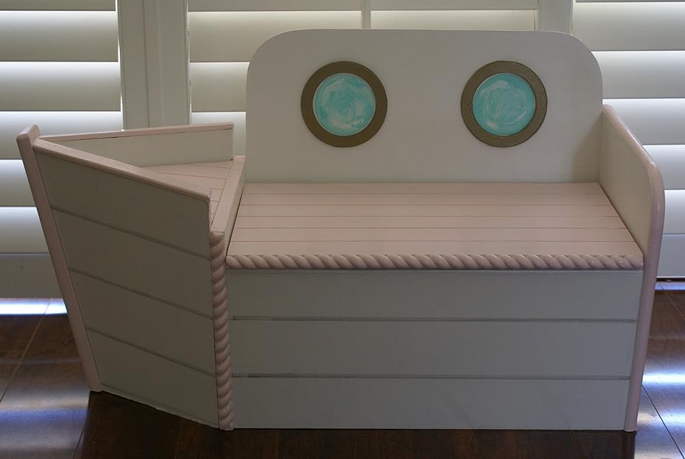 Pink Boat toy Chest, Boat shaped Toy box, kids furniture
