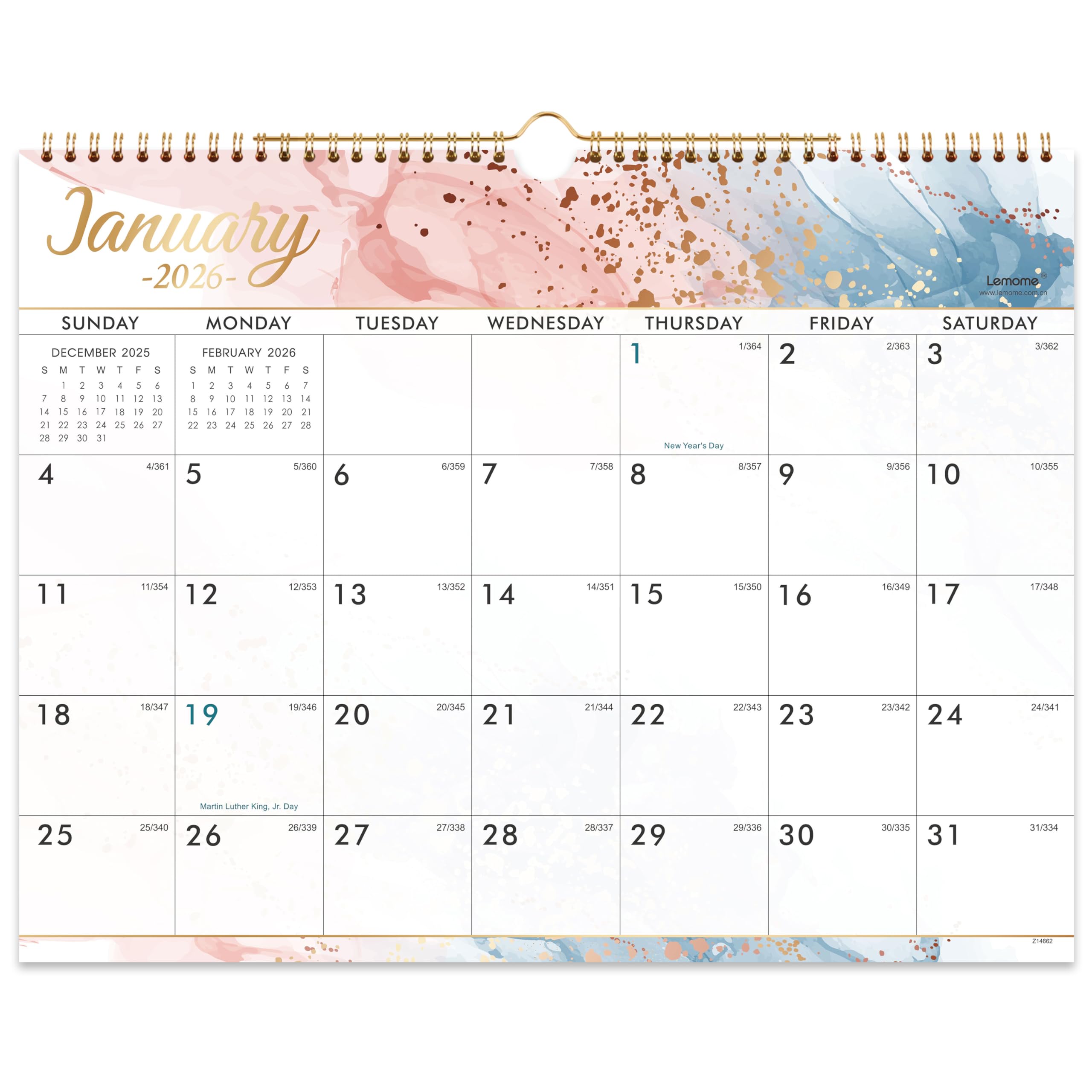 Photo 1 of 2026 Calendar - 2026 Wall Calendar, 18 Months Calendar, Jul. 2025 - Dec. 2026, 14.8 x 11.4 Inches with Julian Dates