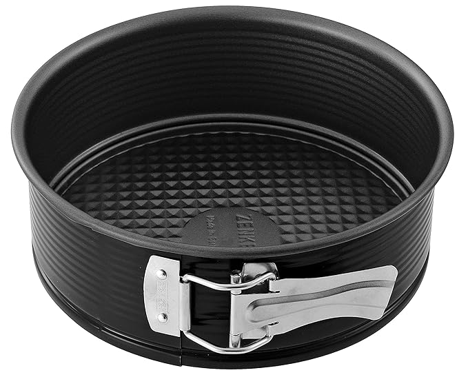 Zenker Springform Ø 20 cm, Backform mit Antihaftbeschichtung, runde Kuchenform mit Flachboden (Farbe: schwarz), Menge: 1 Stüc