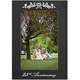 CustomGiftsNow 25th Anniversary - Laser Engraved Anodized Aluminum Hanging/Tabletop Wedding Photo Picture Frame