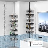 KEGII Telescopic Shower Caddy 6 Tiers Corner Adjustable Stainless Steel Black view 7