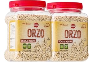 BARON'S Baron’s Whole Wheat Orzo Pasta | 100% Natural Israeli Rice-Shaped Orzo for Soups, Casseroles & Salads | Cooks in 10 Minutes! | Kosher | 2 Pack 21.16oz Jars