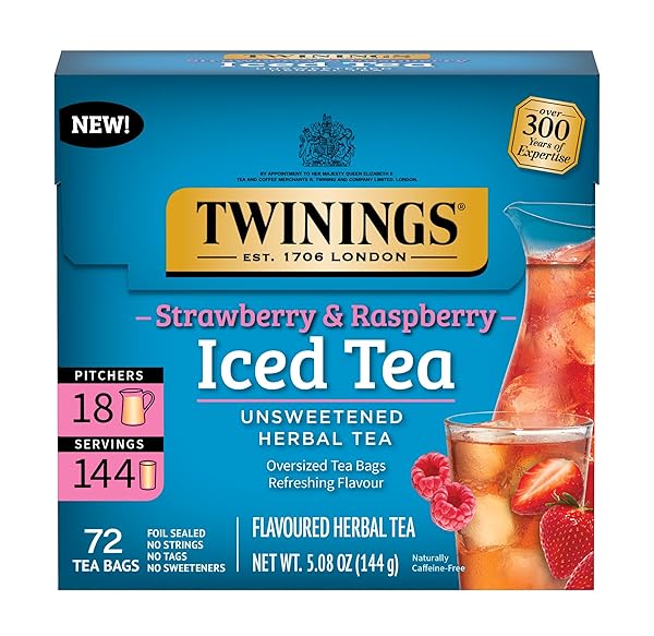 TWININGS STRAWBERRY & RASPBERRY HERBAL ICED TEA, 72...