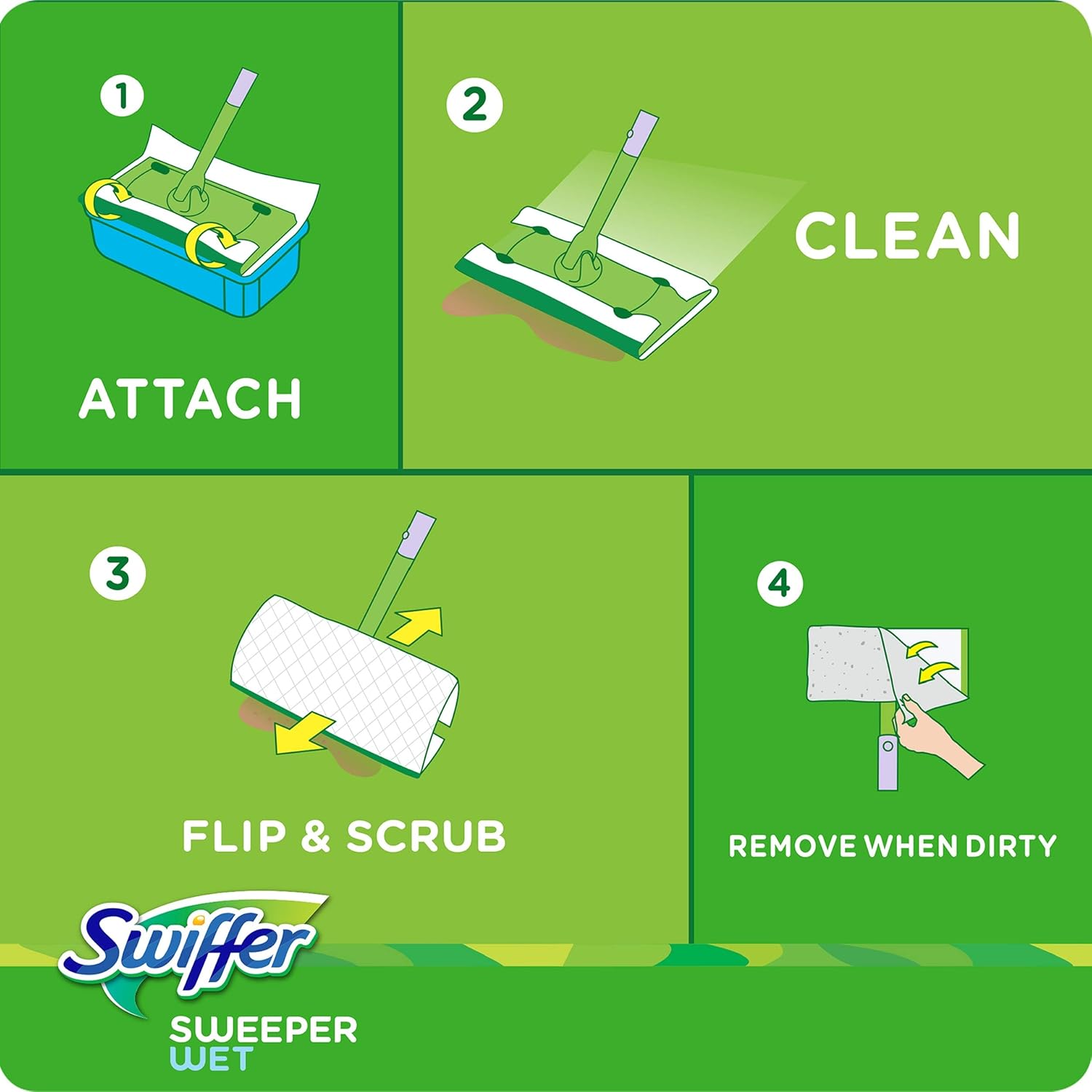 Swiffer Sweeper Wet Mopping Pad Refills for Floor Mop with Febreze Lavender Scent 12 Count (packaging may vary): Health & Personal Care