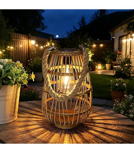 Outdoor Solar-Laterne Im Boho-Rattan-Look – Geflochtene Hängelampe Aus Wetterfestem PE-Geflecht, Mit Intelligentem Lichtsensor