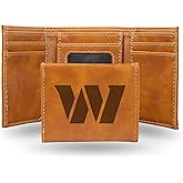 NFL Rico Industries Washington Commanders Brown Laser Engraved Trifold Laser Engraved Tri-Fold Wallet - Men's Accessory