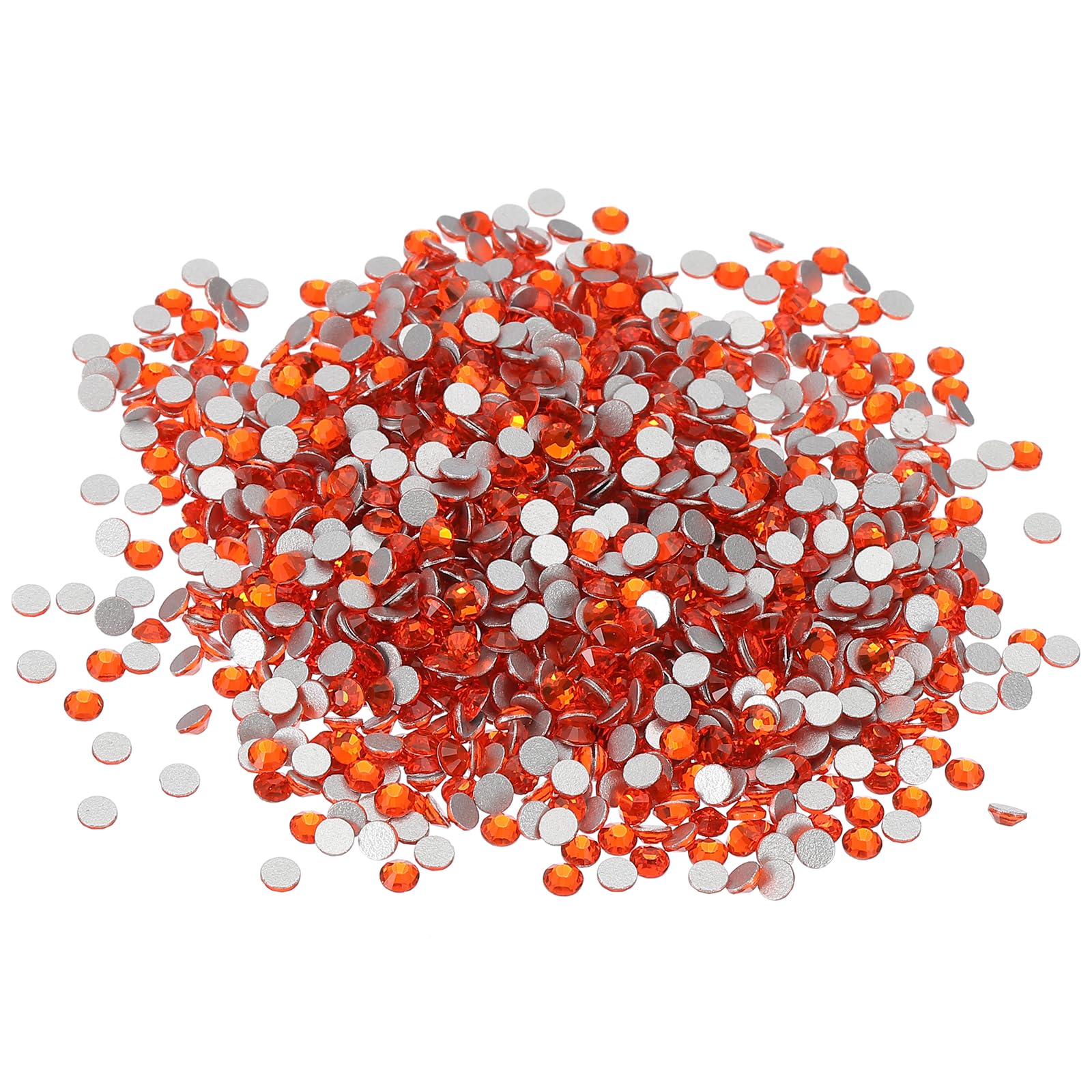 PATIKIL SS12/1440Pcs Glass Diamante Rhinestone, Crystal Glass Flat Back Rhinestones Round Crystal Man Made Gems Diamond Decor for Nail Art Craft Clothes DIY Makeup, Orange Red