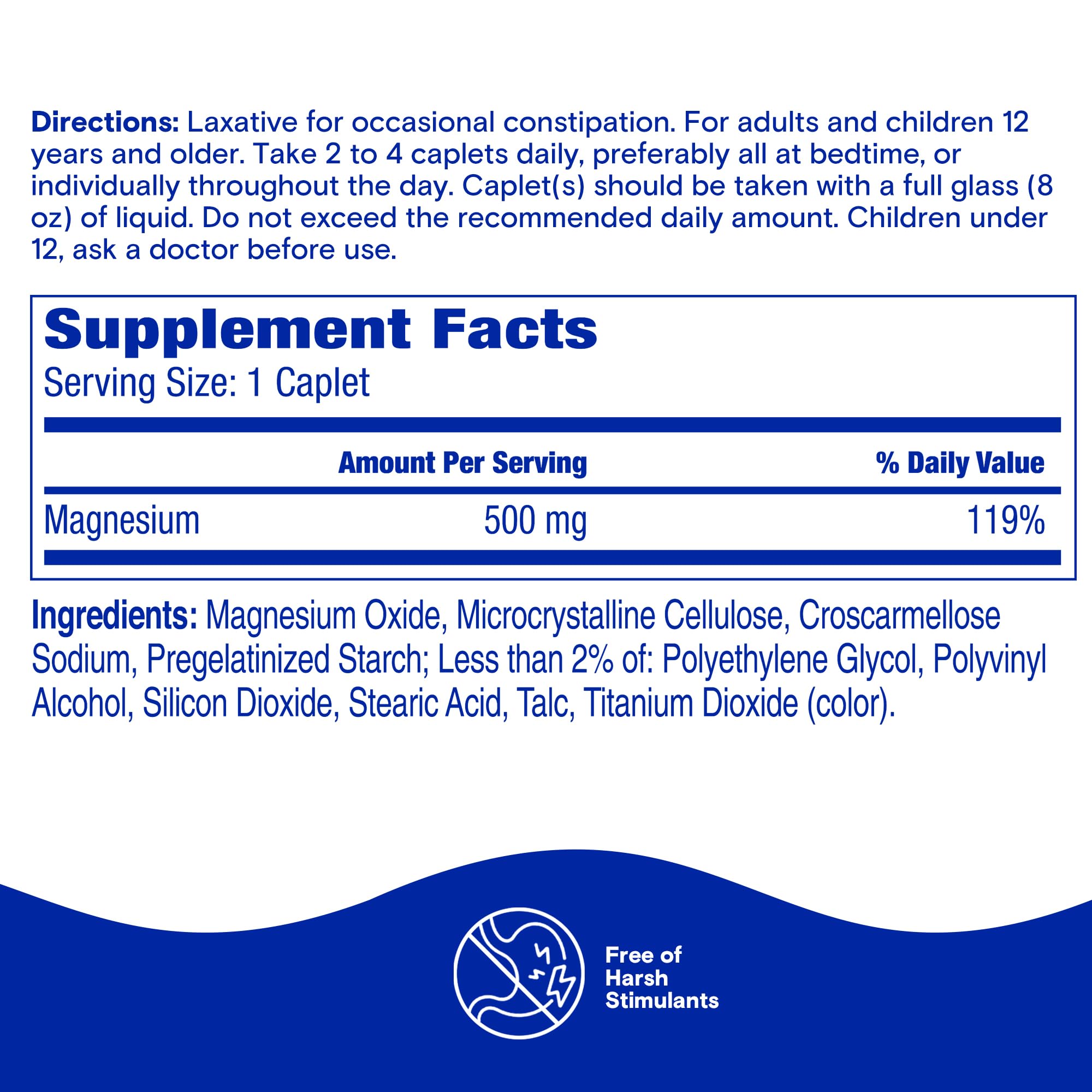 Phillips' Laxative Caplets, With Naturally Sourced Magnesium Supplement for Gentle Relief of Occasional Constipation, Cramp and Stimulant Free Laxatives, 100 Caplets