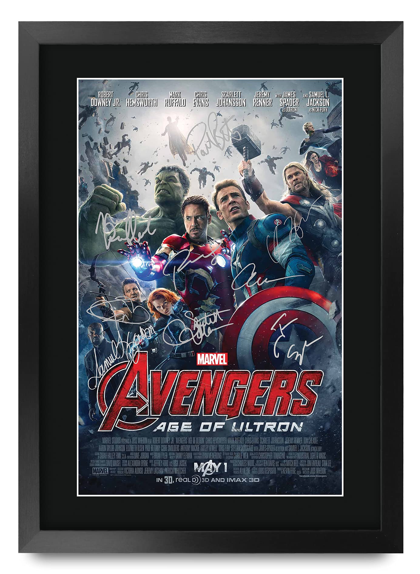 HWC Trading A3 FR Avengers Infinity War Endgame Movie Poster Robert Downey Jr Chris Evans Chris Hemsworth Signed Gift FRAMED A3 Printed Autograph Film Gifts Print Photo Picture Display