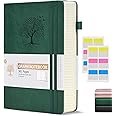 Ansopu Graph Paper Notebook Journal, 360 Numbered Pages Grid Notebooks, Thick 100gsm Graphing Paper Journals for Writing Women Men, A5 Large Hardcover Leather Graph Notebook 5.75'' × 8.38'' Green