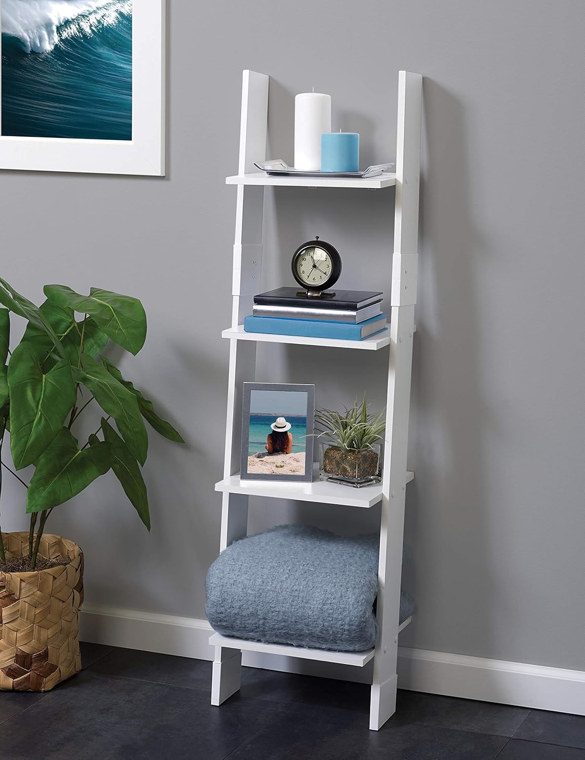 Zenna Home Ladder Style Bathroom Linen Tower, White: Home & Kitchen