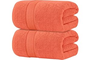 Oakias 600 GSM Bath Sheets 2 Pack Coral 35x70 Bath Towels - 100% Ring Spun Cotton Soft Extra Large Bathroom Towels - Highly Absorbent & Quick Dry Jumbo Towels - Shower Towels for Hotels, Gym & Spa