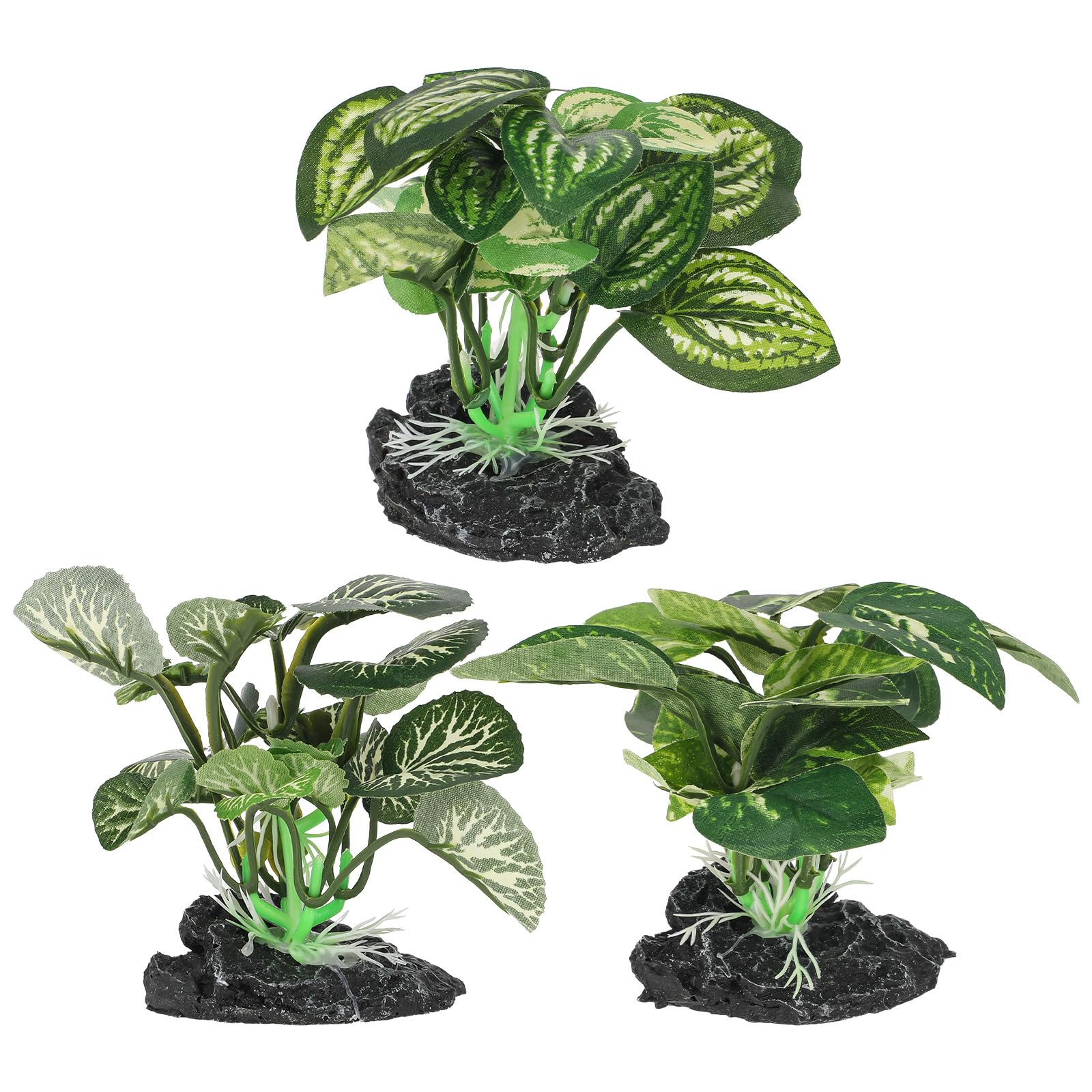 3 Pcs Silk Aquarium Plants, Fish Tank Artificial Decorations, Betta Cave, Small Fish Bowl Accessories for Turtle, Reptiles