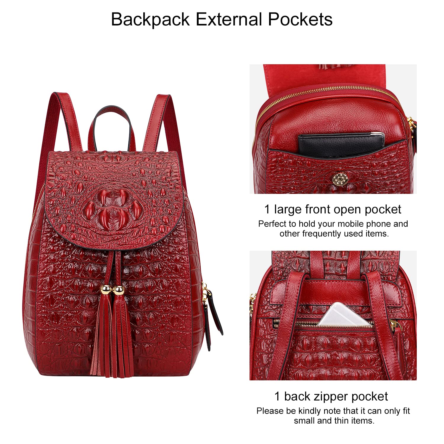 PIJUSHI Small Crocodile Leather Backpacks Purse for Women Casual Backpack Fashion Bag