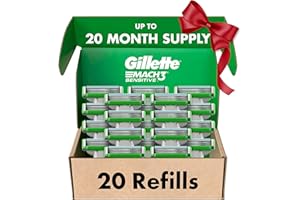 Gillette Mach3 Sensitive Mens Razor Blade Refills, 20 Count, Designed for Sensitive Skin