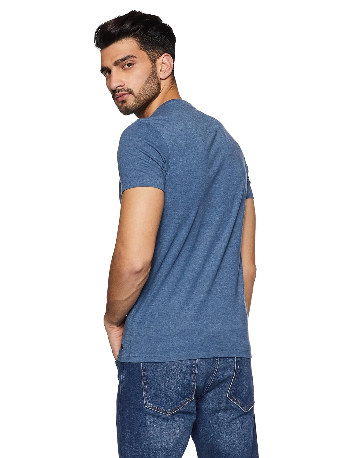 peter england men's solid slim fit t-shirt