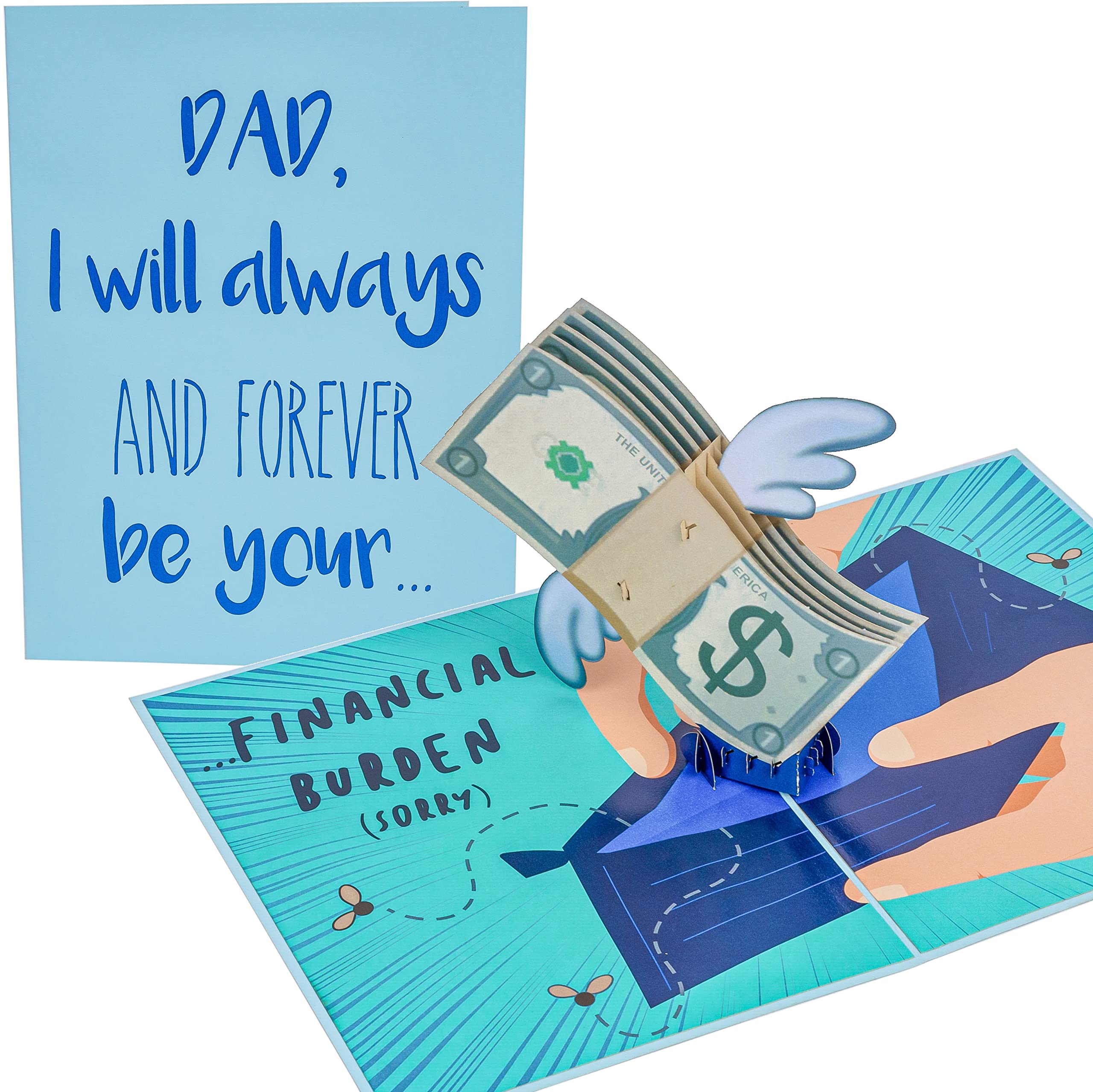 PopLife® Dad's Financial Burden 3D Pop Up Card - Funny Father’s Day Card, Happy Birthday, Gag Retirement Card, Just Because - from Son, Daughter, Step-son, Step-daughter