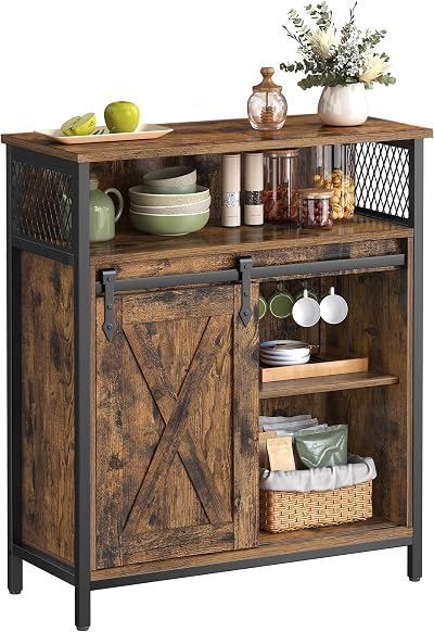 VASAGLE Storage Cabinet Sideboard with Sliding Barn Door LSC089B01