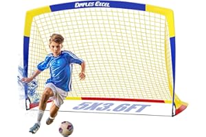 Dimples Excel Portable Foldable Soccer Goal, 8/10mm Fiberglass Frame & 400D/420D Oxford Net, Weatherproof Design for Backyard, Park, Beach Training, Quick-Set Youth/Adult Soccer Gear
