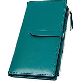 YOUBDM Slim Wallets for Women Credit Card Holder RFID Bifold Clutch Wallets Checkbook with Zipper Pocket