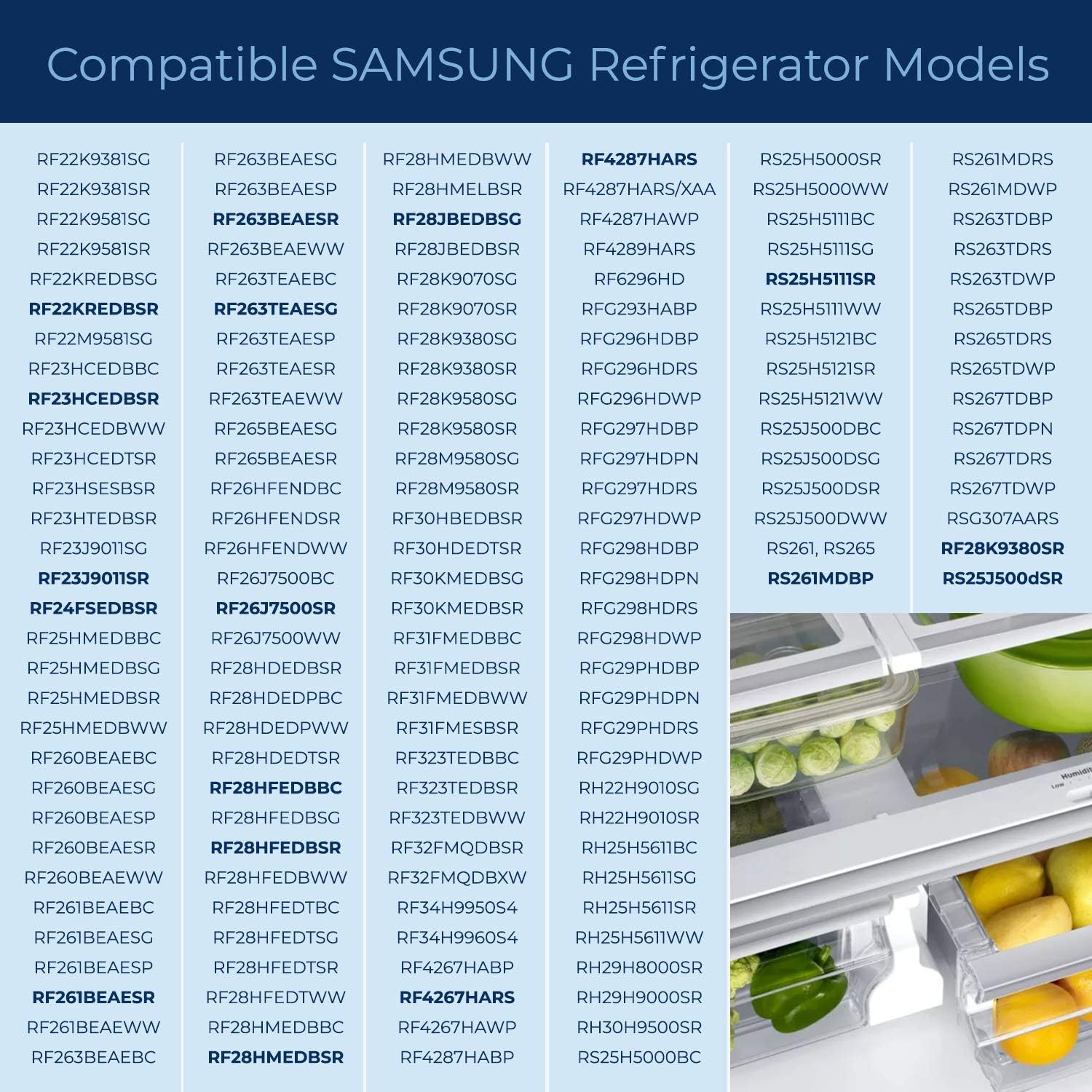 Samsung DA29-00020B Refrigerator Water Filter Replacement. Compatible Samsung Models: DA29-00020B-1, DA29-00020B, Haf-Cin/Exp, RF4267HARS, RF28HMEDBSR, RF28HFEDBSR, More Samsung Models (3 Pack): Home Improvement