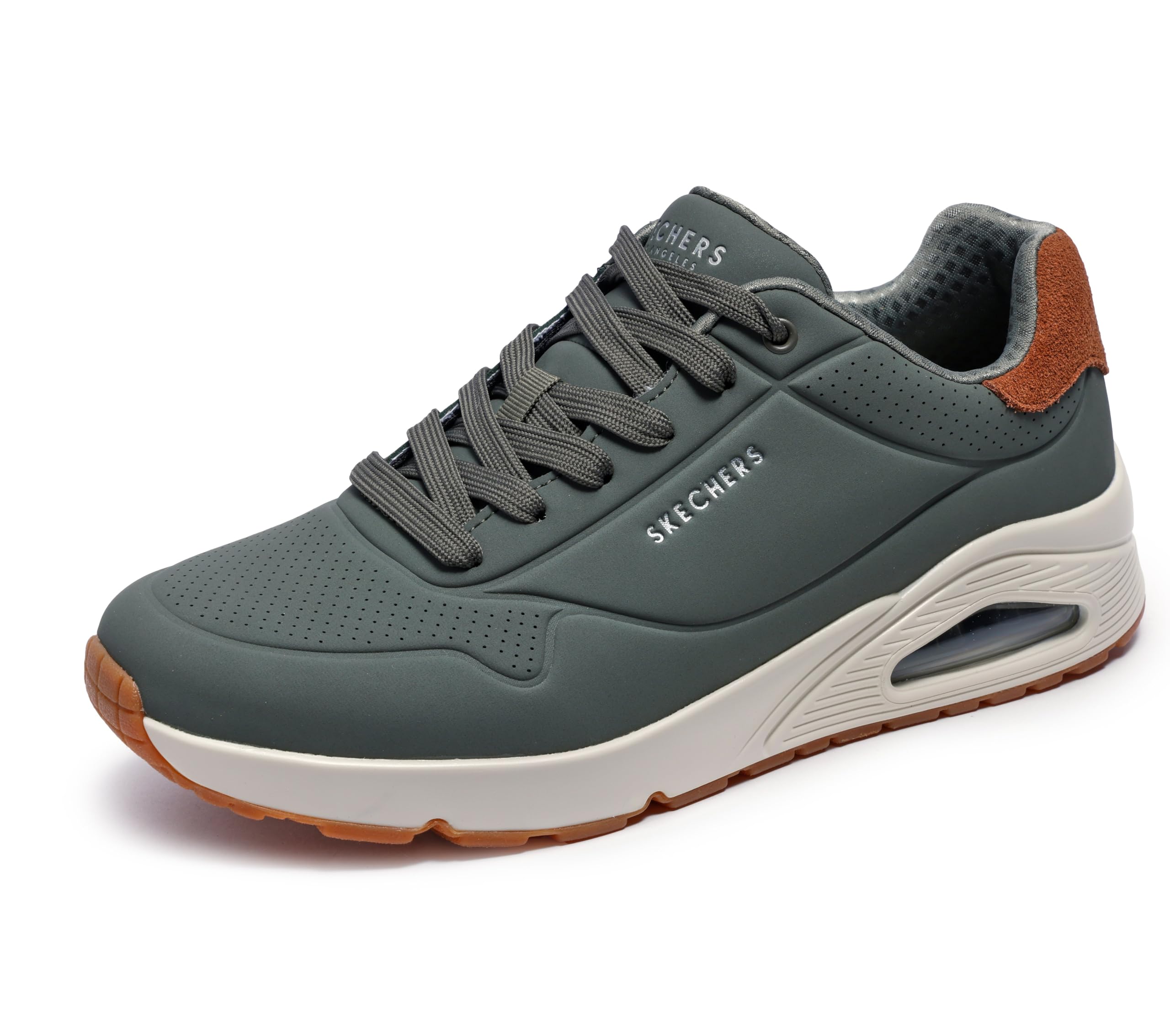 Skechers Men's UNO-Suited ON AIR Sneaker, Olive, 7 Image