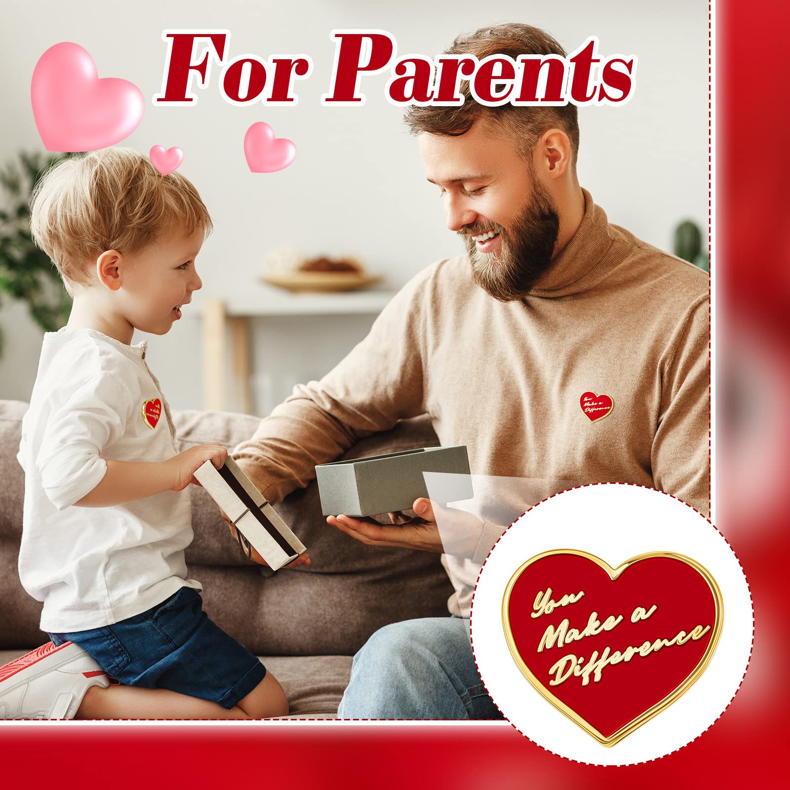 Taiyin Taiyin 24 Pcs Employee Appreciation Gifts Bulk for Coworkers You Make a Difference Button Pins Heavy Duty Heart Shape Motivational Lapel Pins Gift for Volunteer Nurse Teacher Bulk Encouraging Pin