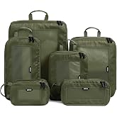 EPICKA TripCozy Compression Packing Cubes, 6 Set, Olive Green | Durable Expandable Travel Organizer Bags with Mesh Tops for Space-Saving Storage of Clothes &amp; Accessories in Luggage