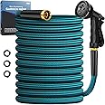 Garden Hose 50ft, Non-Expanding Water Hose Ultra Lightweight, Kink-Free, Sturdy, Abrasion Resistant Hose for Yard, Lawn, Car Wash, Outdoor, Marine and Camper