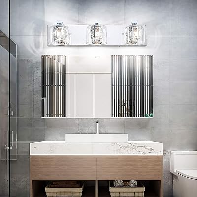 Buy Hewego 3 Lights Bathroom Vanity Lighting Fixture 22 Inch Led Bathroom Light Chrome Vanity Lights Modern Crystal Bathroom Light Fixtures Bulbs Included Online In Turkey B08kfjn88x