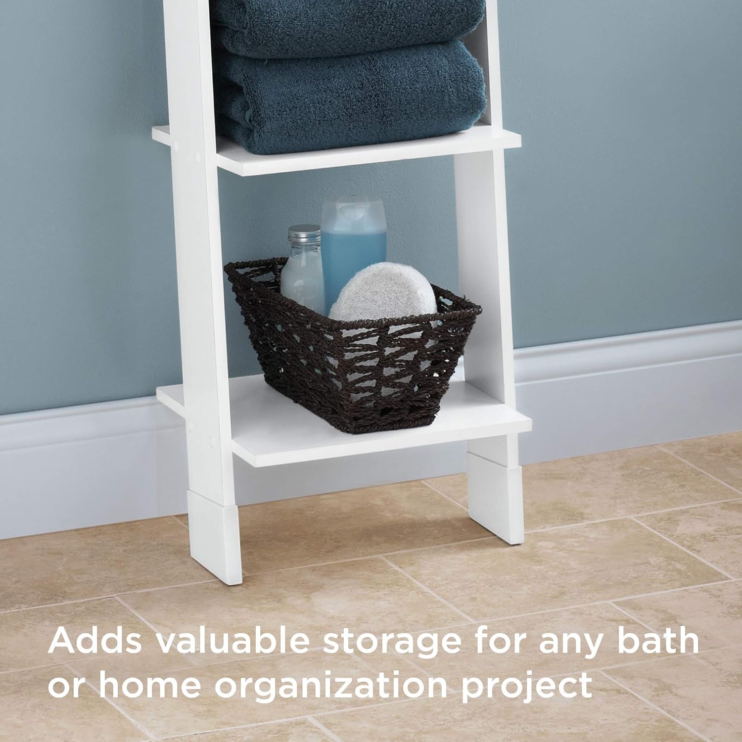 Zenna Home Ladder Style Bathroom Linen Tower, White: Home & Kitchen