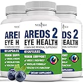 NEW AGE AREDS 2 Eye Vitamins - Lutein, Zeaxanthin, Bilberry, Astaxanthin Mineral Vision Supplement - 180 Count