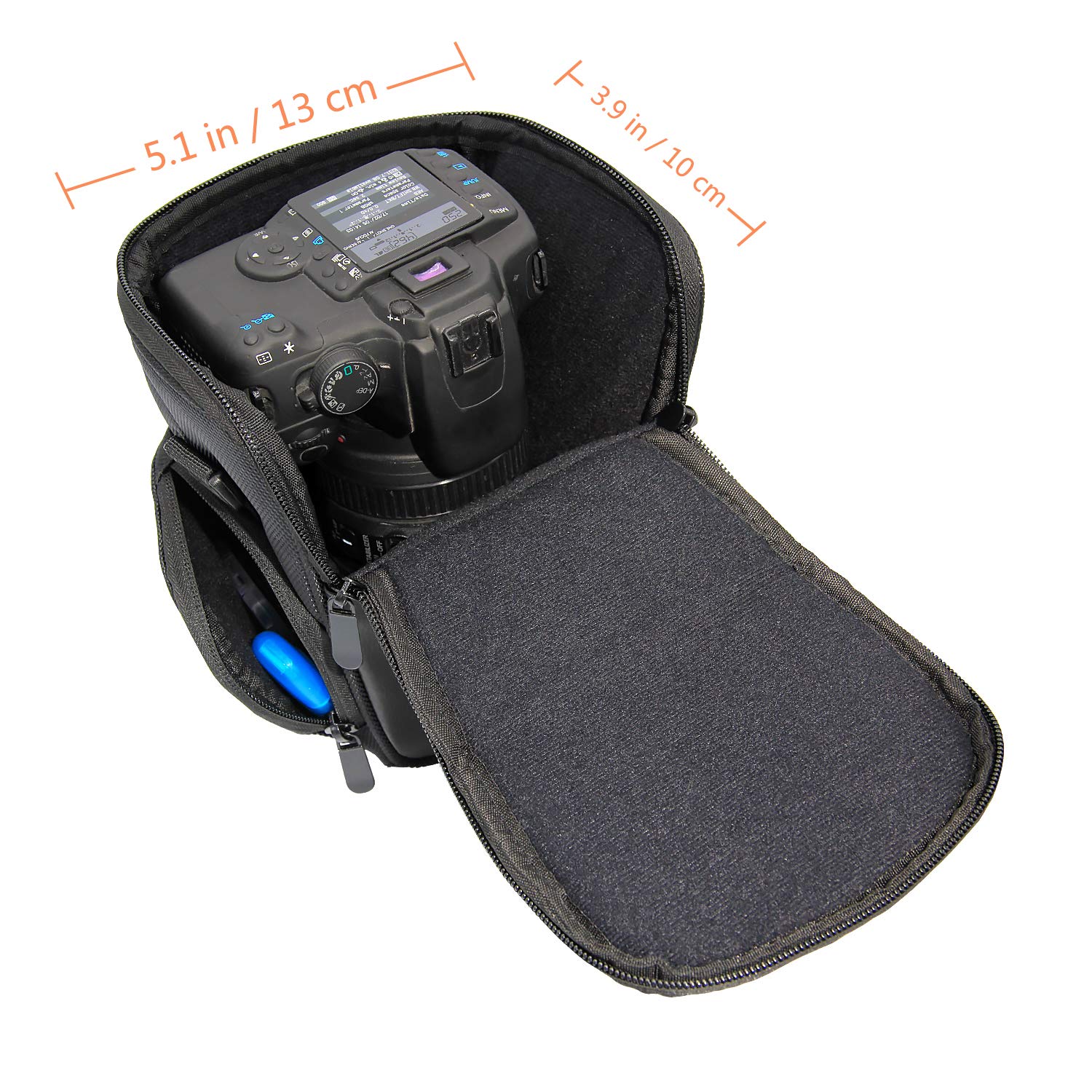FOSOTO DSLR Camera Case Nylon Holster Bag Compatible for Nikon D3300 D3400 D3500 D5300 D5600 B700,Canon EOS Rebel XT XTi T6 T5i T3i SL2 1300D,Pentax,Sony Olympus and More - Black